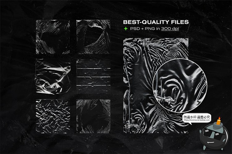 图片[4]-透明褶皱撕裂塑料保鲜膜海报图片后期纹理PNG免抠图PSD模板PS素材-设计猿