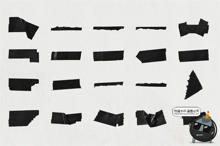图片[3]-黑色绝缘胶带电工胶贴褶皱撕裂叠加纹理手账拼贴PNG免抠图片素材-设计猿