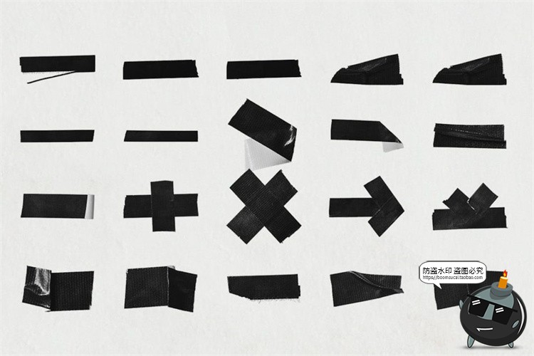 图片[4]-黑色绝缘胶带电工胶贴褶皱撕裂叠加纹理手账拼贴PNG免抠图片素材-设计猿