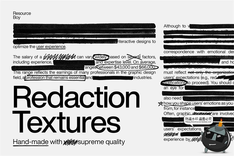 图片[1]-复古马克笔手绘涂鸦乱画黑色墨水笔迹标记记号PNG免抠装饰元素材-设计猿