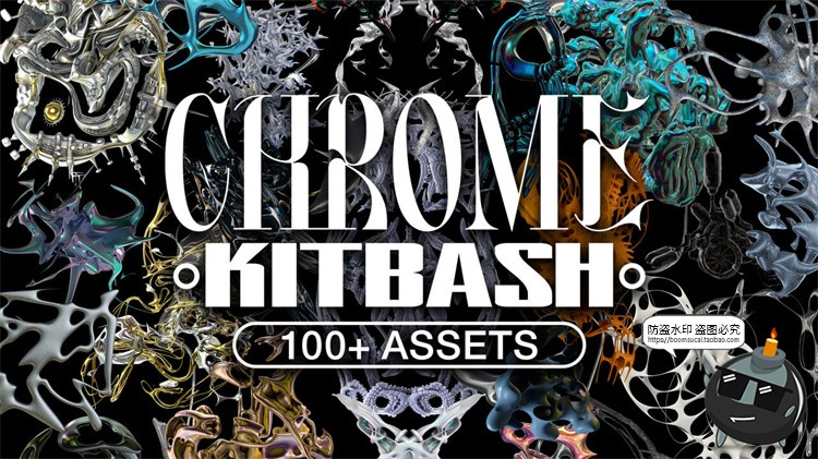 图片[1]-未来科幻3D镀铬赛博朋克抽象艺术液态触手金属PNG免抠图片素材-设计猿