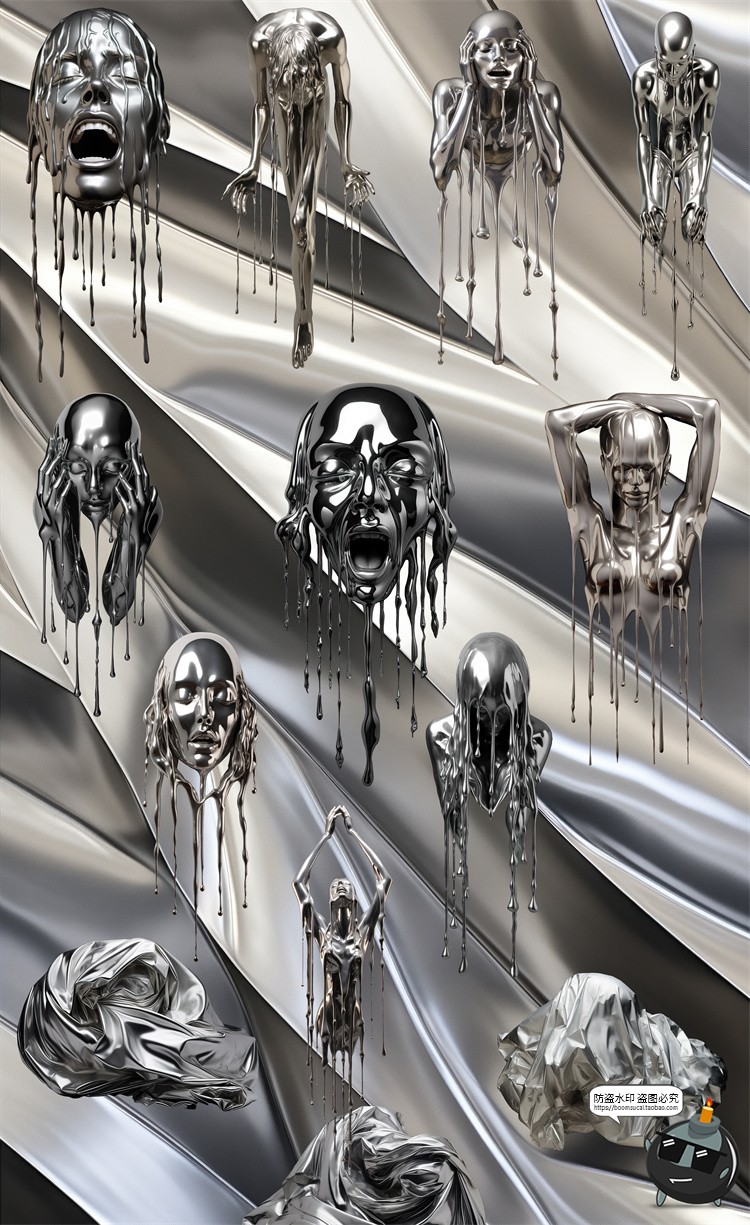 图片[2]-未来赛博朋克科幻金属镀铬抽象粗糙背景肌理PNG免抠JPG图片素材-设计猿