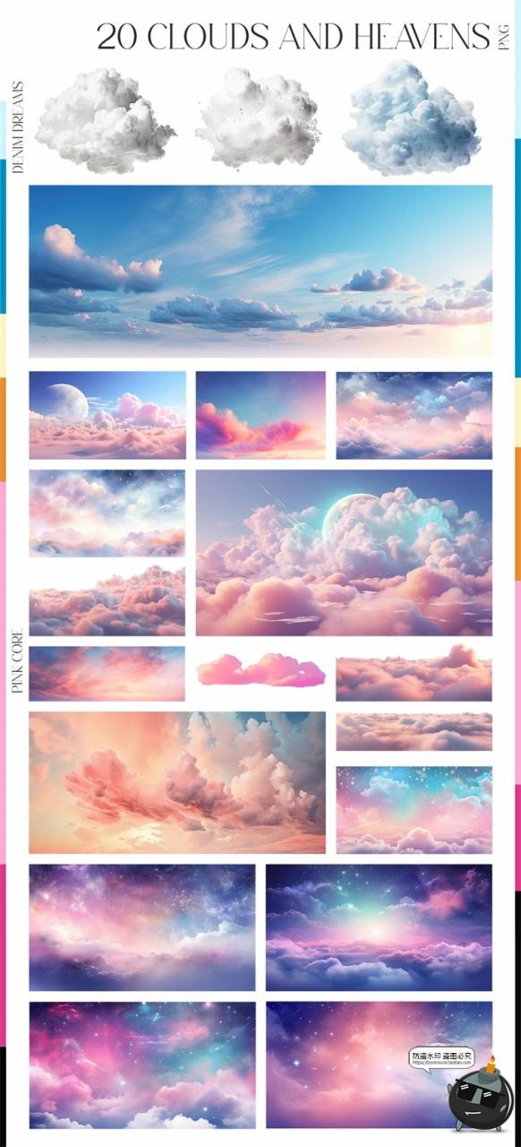 图片[3]-风景景色拼贴云朵日出落沙漠山脉丘陵森林沙滩剪贴画PNG免抠素材-设计猿