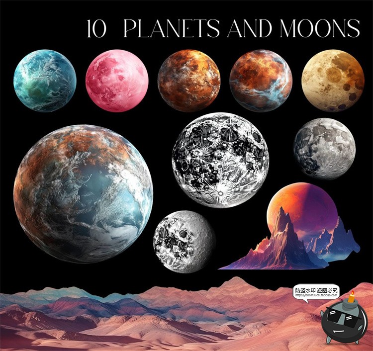 图片[5]-风景景色拼贴云朵日出落沙漠山脉丘陵森林沙滩剪贴画PNG免抠素材-设计猿