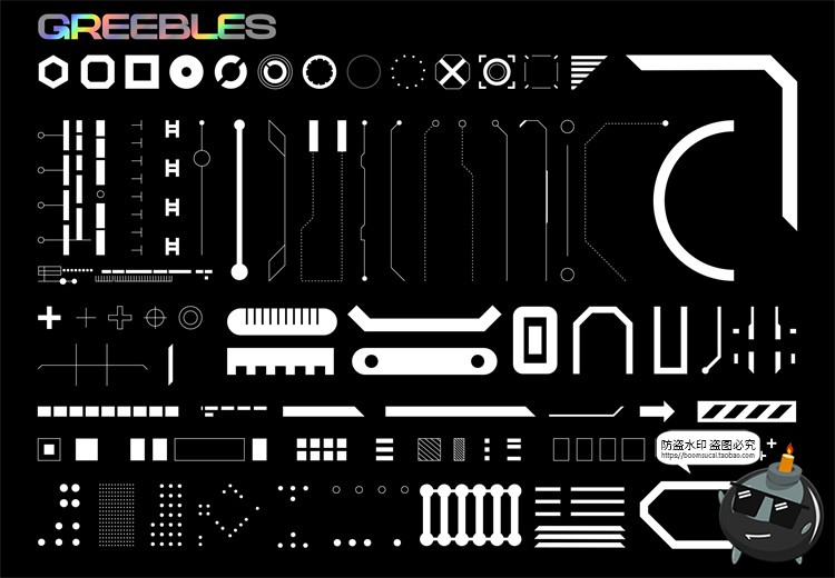 图片[6]-未来科幻赛博朋克工业机甲HUD界面UI元素AI矢量图形PNG免抠素材-设计猿