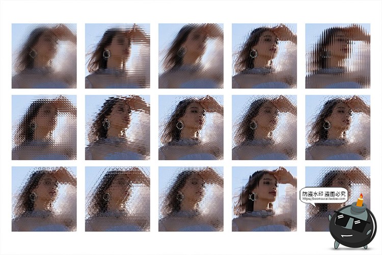 图片[3]-水晶长虹磨砂水波纹折射复古晶格玻璃纹理图层后期滤镜特效PS素材-设计猿