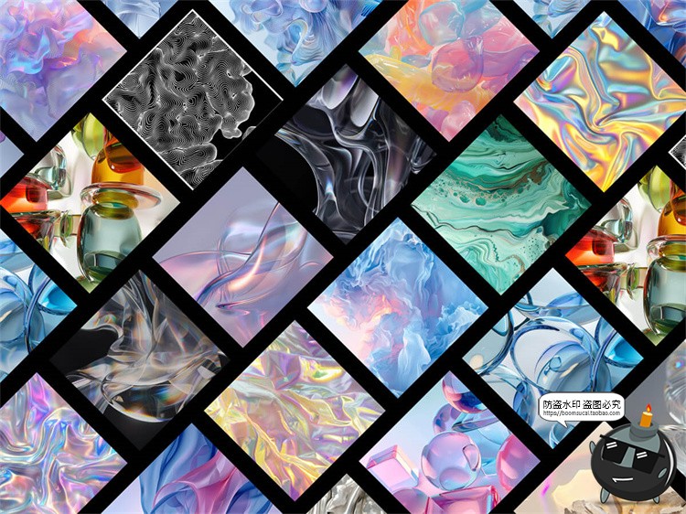 图片[1]-科幻艺术抽象高清镀铬水晶镭射渐变科技海报背景炫彩JPG图片素材-设计猿