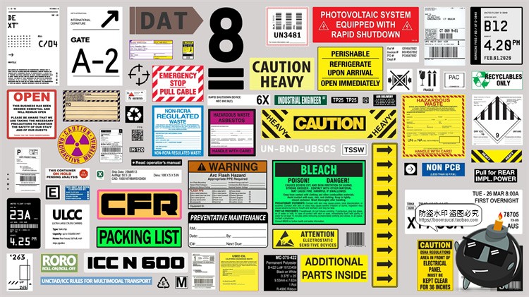 图片[2]-工业工程道路施工危险安全生产信息图标信号警示标识PSD模板素材-设计猿