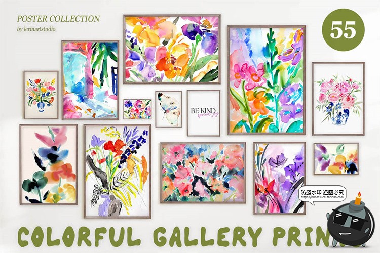 图片[1]-高清艺术水彩手绘鲜花植物花卉绘画装饰挂画插图插画PG图片素材-设计猿