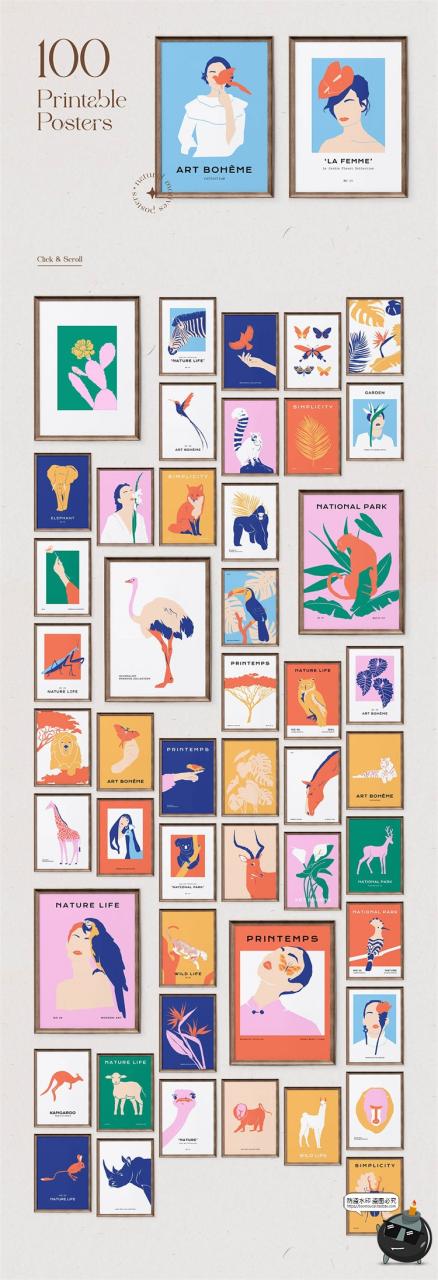 图片[2]-时尚简约扁平化装饰插图插画画芯图案海报艺术挂画AI矢量素材图片-设计猿