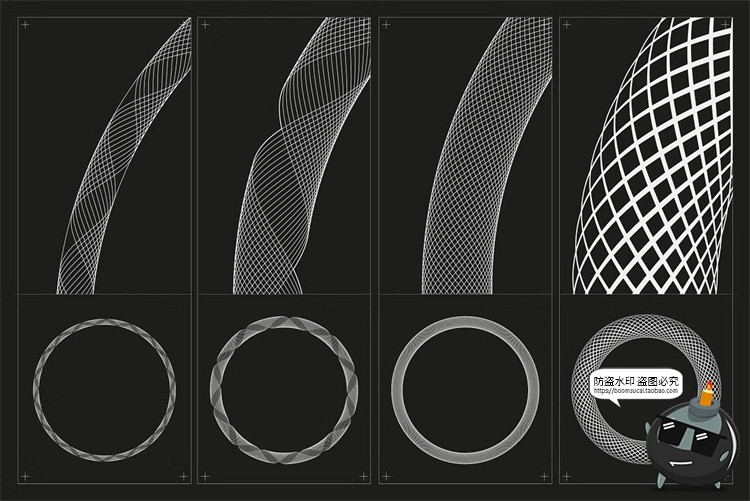 图片[2]-复古抽象艺术网格扭曲条纹装饰纹理科幻背景底纹AI矢量PNG素材-设计猿