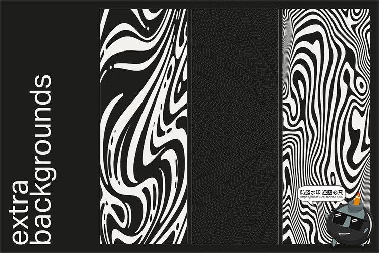 图片[10]-复古抽象艺术网格扭曲条纹装饰纹理科幻背景底纹AI矢量PNG素材-设计猿