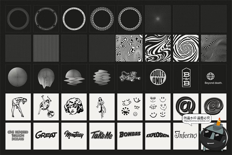 图片[11]-复古抽象艺术网格扭曲条纹装饰纹理科幻背景底纹AI矢量PNG素材-设计猿