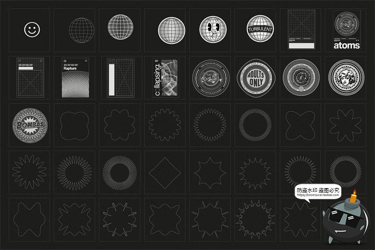 图片[12]-复古抽象艺术网格扭曲条纹装饰纹理科幻背景底纹AI矢量PNG素材-设计猿
