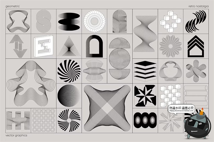 图片[2]-创意复古未来科幻抽象艺术纹理半调扭曲几何svg图形AI矢量PNG素材-设计猿