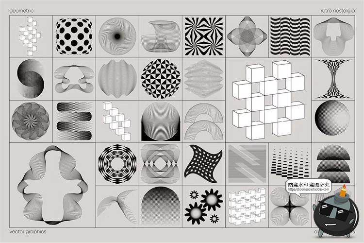 图片[3]-创意复古未来科幻抽象艺术纹理半调扭曲几何svg图形AI矢量PNG素材-设计猿