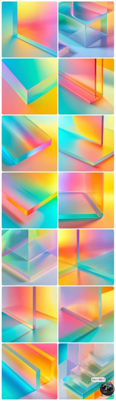 图片[3]-高清霓虹彩虹渐变亚克力有机玻璃科幻海报背景底纹JPG图片素材图-设计猿