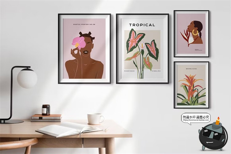 图片[5]-现代简约时尚热带植物装饰挂画海报插画底纹花纹图案AI矢量素材图-设计猿