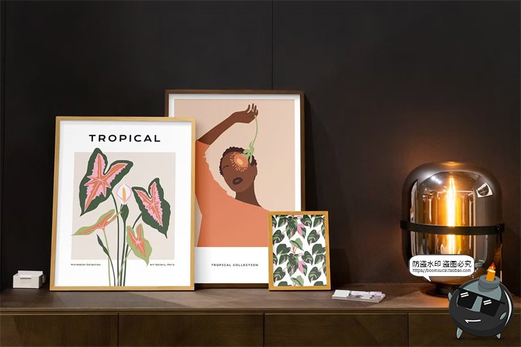 图片[6]-现代简约时尚热带植物装饰挂画海报插画底纹花纹图案AI矢量素材图-设计猿