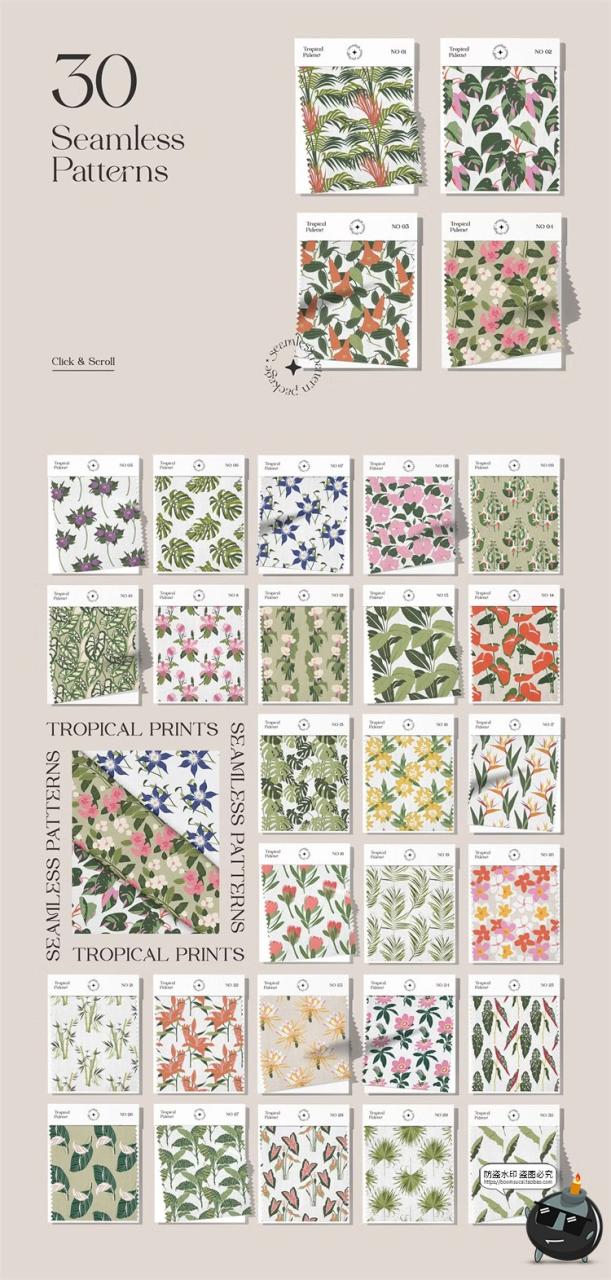 图片[10]-现代简约时尚热带植物装饰挂画海报插画底纹花纹图案AI矢量素材图-设计猿