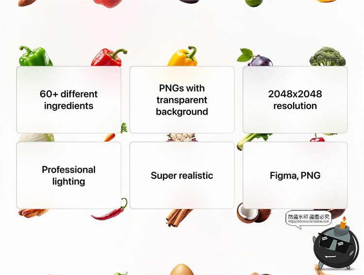 图片[2]-瓜果蔬菜生鲜水果原材料食物图标插画美食外卖UI图例PNG免抠素材-设计猿