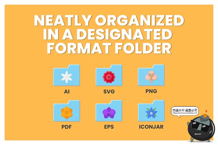 图片[3]-扁平卡通鲜花花朵花卉花蕊植物拟物icon图标Ai矢量PNG免抠svg素材-设计猿