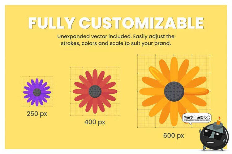 图片[4]-扁平卡通鲜花花朵花卉花蕊植物拟物icon图标Ai矢量PNG免抠svg素材-设计猿
