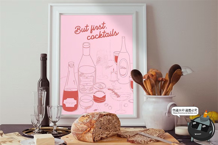 图片[9]-网红咖啡馆餐厅早午餐装饰手绘线稿条纹插画海报挂画AI矢量素材图-设计猿