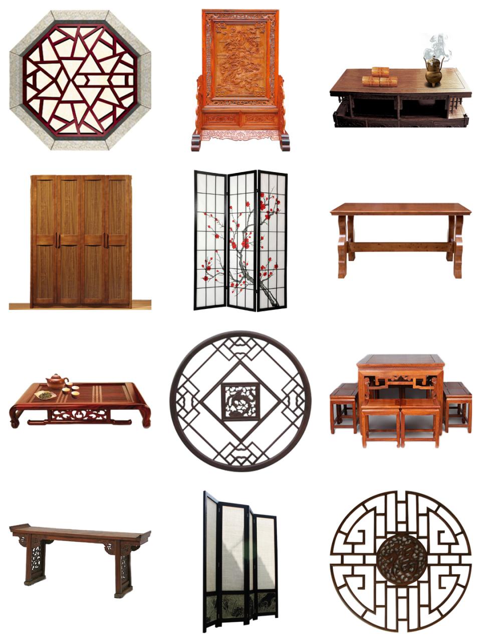 图片[7]-免抠古风古典家具椅子凳书桌茶几屏风衣柜门窗PNG透明PS设计素材-设计猿