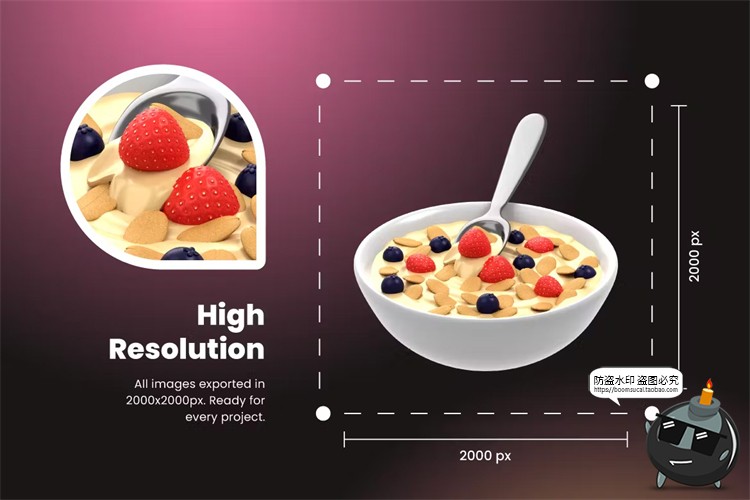 图片[5]-卡通3D趣味西式早餐甜品面点下午茶美食插图插画png免抠图片素材-设计猿