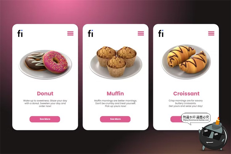 图片[7]-卡通3D趣味西式早餐甜品面点下午茶美食插图插画png免抠图片素材-设计猿