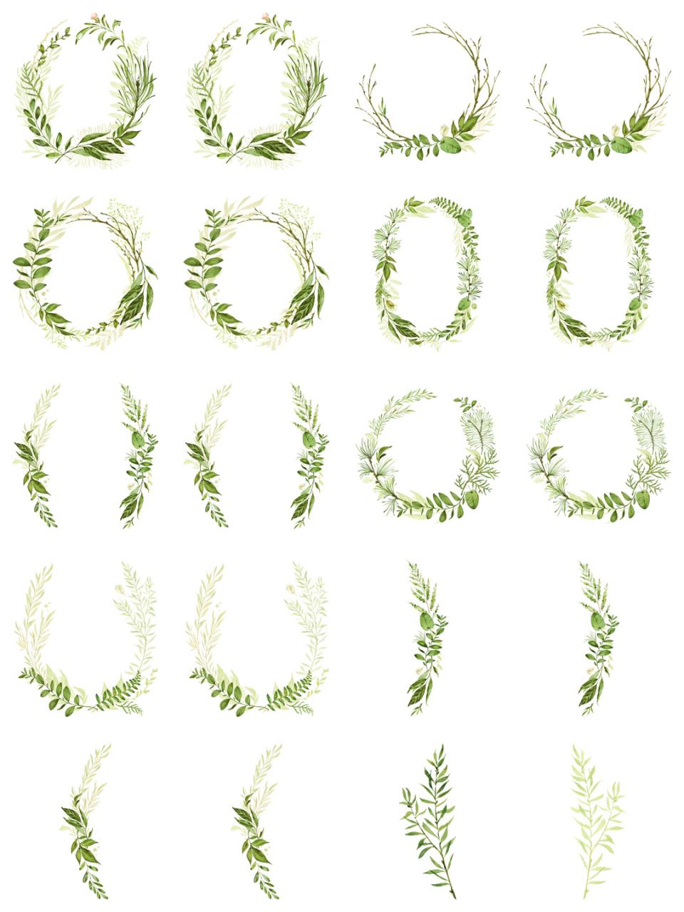 图片[1]-水彩手绘植物叶子小清新枝条绿色春夏海报背景PNG元素平面PS素材-设计猿