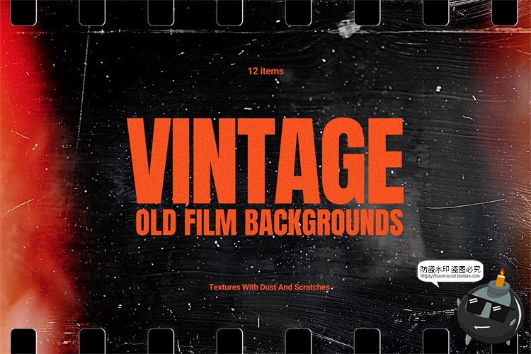 图片[1]-复古怀旧做旧老式划痕电影胶卷条胶片带背景JPG图片后期合成素材-设计猿