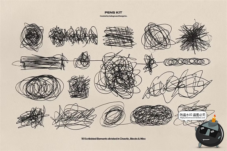 图片[4]-水彩笔手绘涂鸦乱涂标记符号线条插画草稿手账PNG免抠图片素材-设计猿