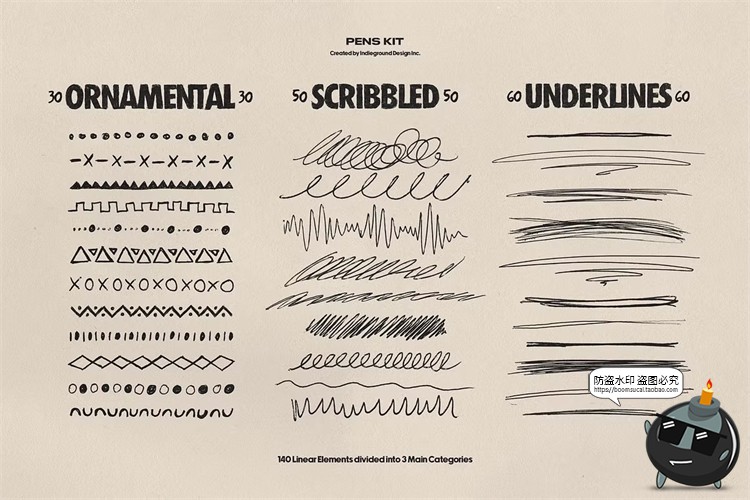 图片[5]-水彩笔手绘涂鸦乱涂标记符号线条插画草稿手账PNG免抠图片素材-设计猿