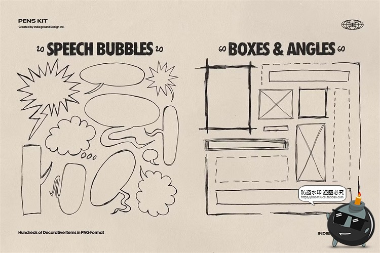 图片[6]-水彩笔手绘涂鸦乱涂标记符号线条插画草稿手账PNG免抠图片素材-设计猿