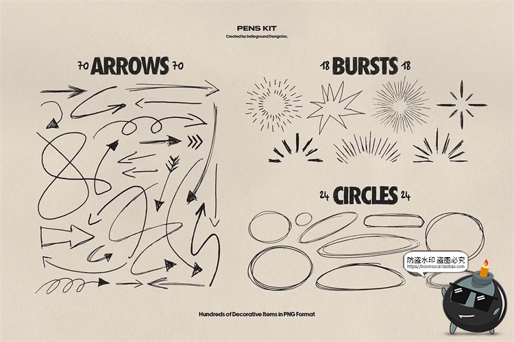 图片[8]-水彩笔手绘涂鸦乱涂标记符号线条插画草稿手账PNG免抠图片素材-设计猿