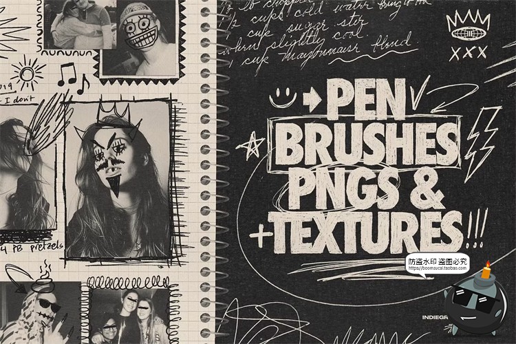 图片[14]-水彩笔手绘涂鸦乱涂标记符号线条插画草稿手账PNG免抠图片素材-设计猿