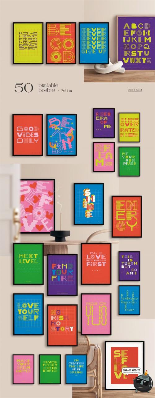 图片[2]-潮流创意简约爱情情话告白英语装饰挂画插画海报AI矢量JPG素材图-设计猿