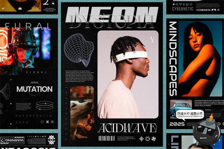 图片[2]-赛博朋克未来科技科幻HUD风格海报排版版式PSD模板分层源文件素材-设计猿