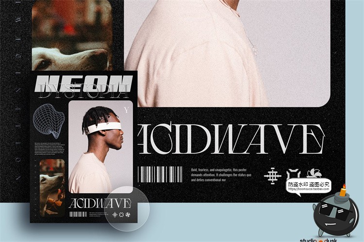 图片[3]-赛博朋克未来科技科幻HUD风格海报排版版式PSD模板分层源文件素材-设计猿