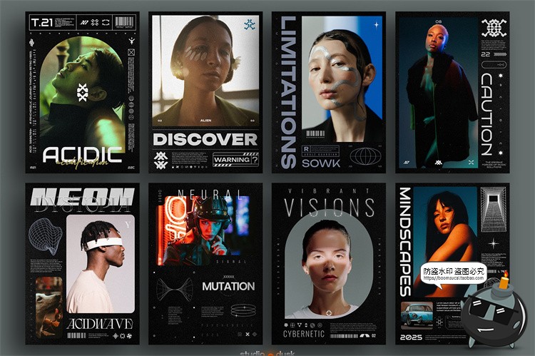 图片[4]-赛博朋克未来科技科幻HUD风格海报排版版式PSD模板分层源文件素材-设计猿