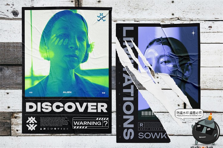 图片[6]-赛博朋克未来科技科幻HUD风格海报排版版式PSD模板分层源文件素材-设计猿