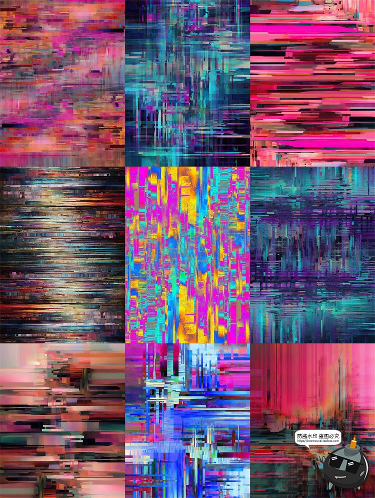 图片[8]-未来科幻赛博潮流失真错位故障雕像毛刺背景底纹PNG图片插画素材-设计猿