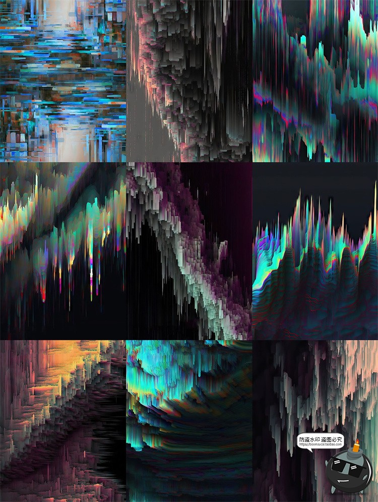 图片[9]-未来科幻赛博潮流失真错位故障雕像毛刺背景底纹PNG图片插画素材-设计猿