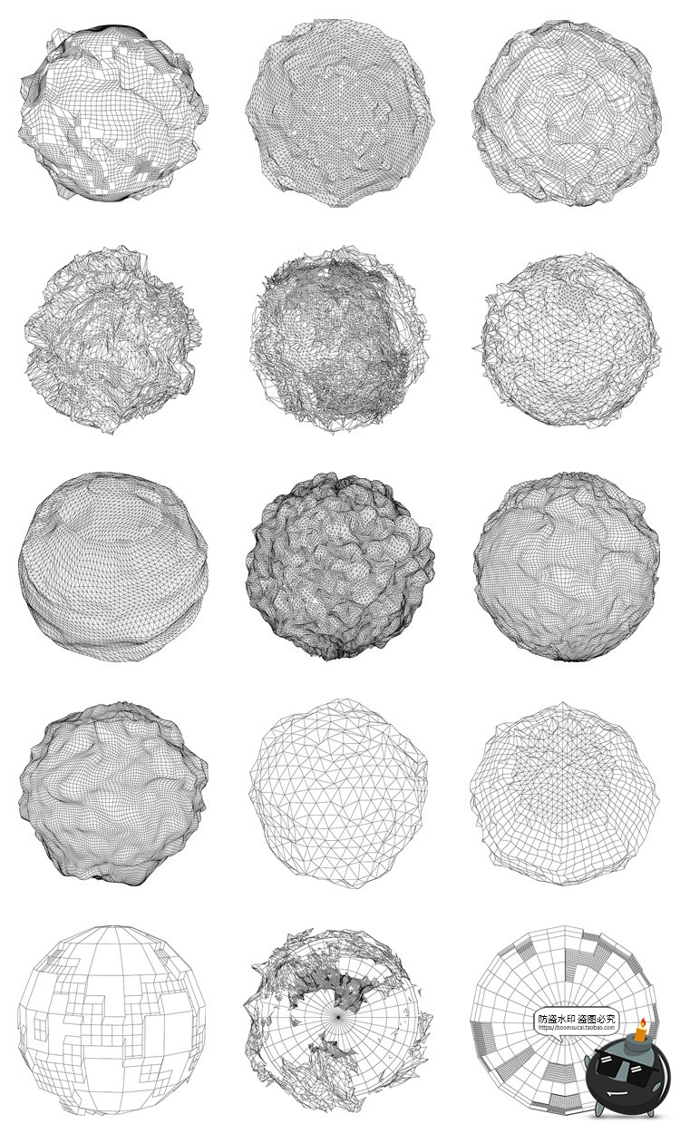 图片[2]-未来科幻抽象几何线框网格圆形球体地球星球AI矢量PNG免抠PS素材-设计猿