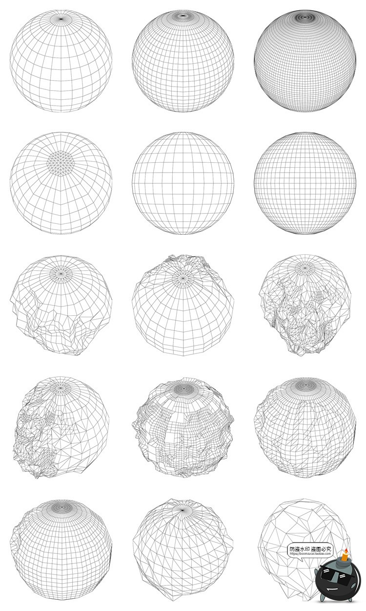 图片[3]-未来科幻抽象几何线框网格圆形球体地球星球AI矢量PNG免抠PS素材-设计猿