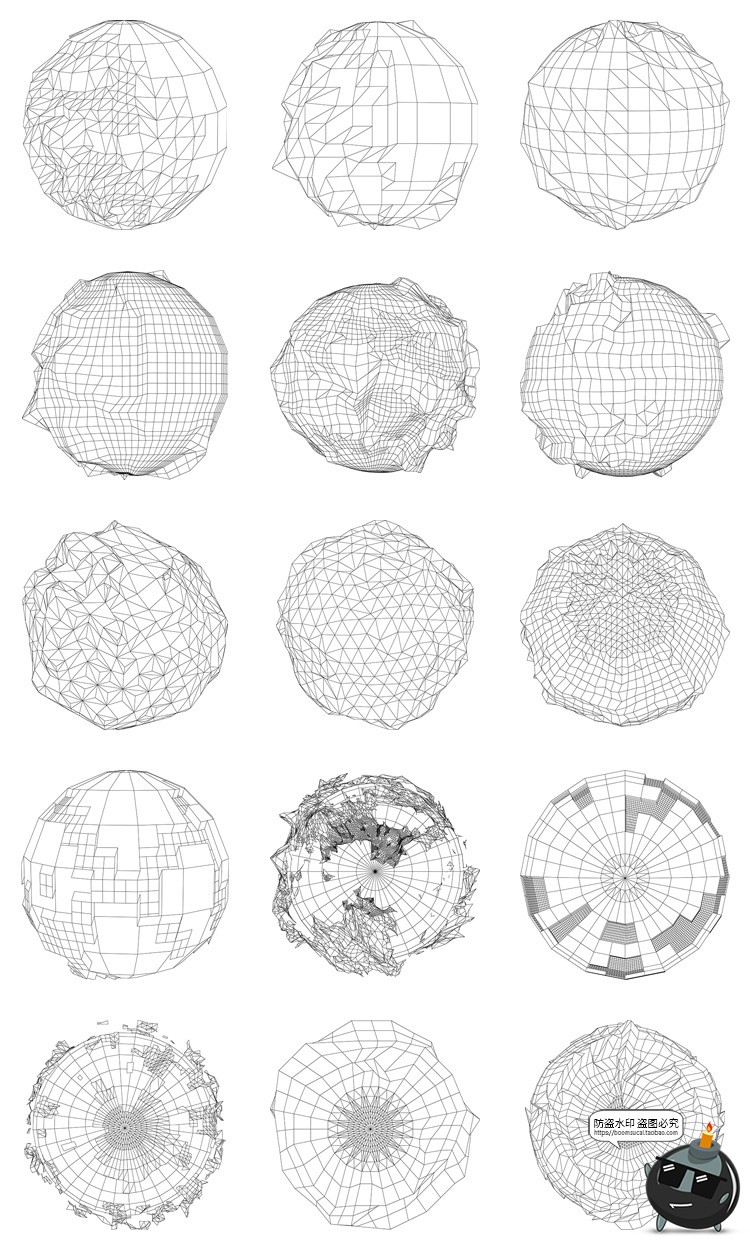 图片[4]-未来科幻抽象几何线框网格圆形球体地球星球AI矢量PNG免抠PS素材-设计猿