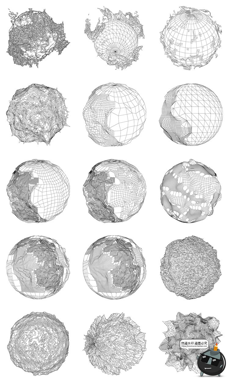 图片[6]-未来科幻抽象几何线框网格圆形球体地球星球AI矢量PNG免抠PS素材-设计猿
