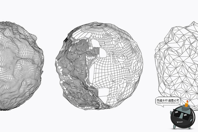 图片[8]-未来科幻抽象几何线框网格圆形球体地球星球AI矢量PNG免抠PS素材-设计猿